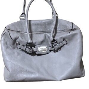 Michael Kors Solid gray leather Hamilton Weekend Bag tote rolled handles satchel